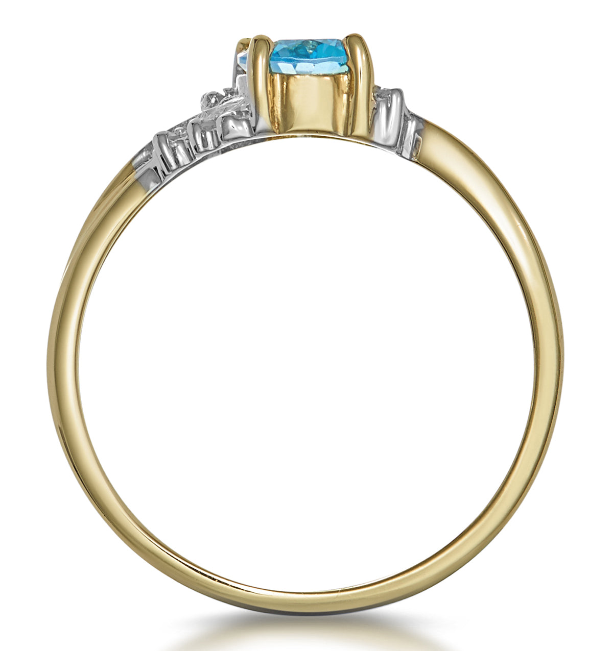Blue Topaz 0.94CT And Diamond 9K Yellow Gold Ring
